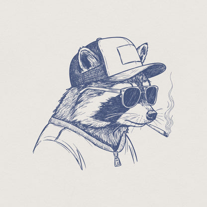 Raccoon Mullet Trucker Hat PNG, Redneck Animals - 300 DPI Design for