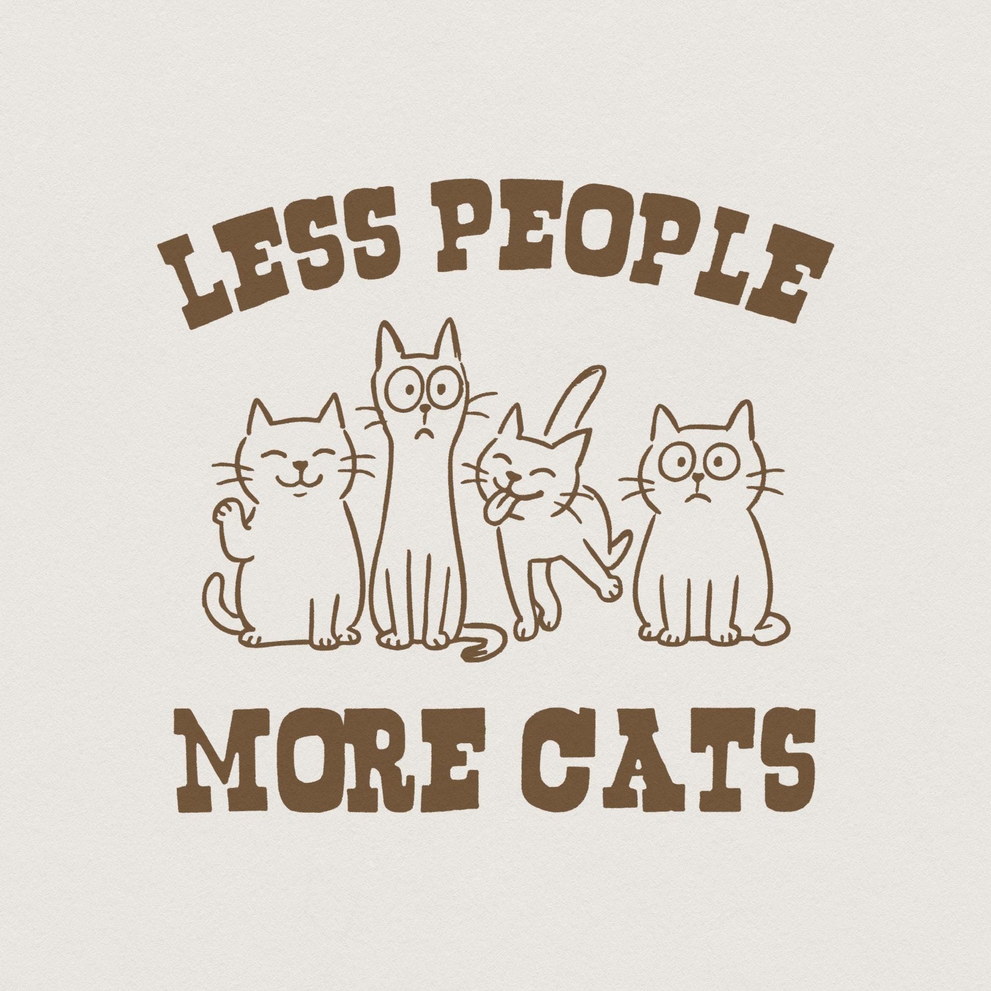 Less People More Cats Vintage Cat Lover Shirt Funny Cat Mom PNG for