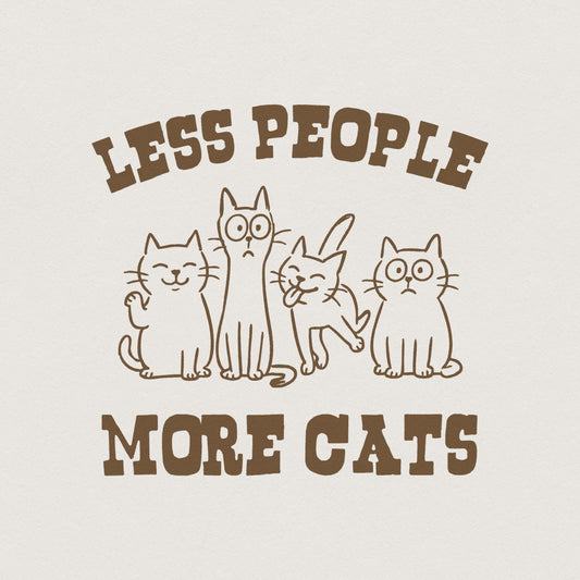 Less People More Cats Vintage Cat Lover Shirt Funny Cat Mom PNG for