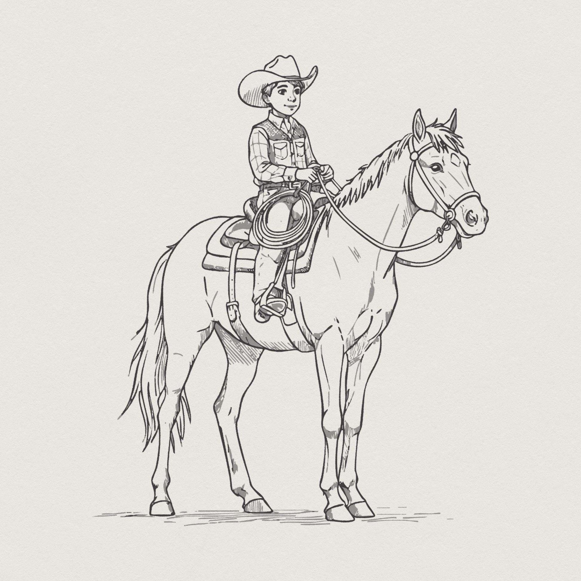 Baby Cowboy Ride, Cute Western PNG Clipart - 300 DPI Design for T-Shirt