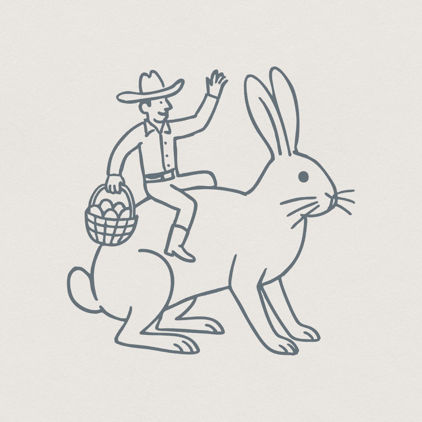 Cowboy Riding Easter Bunny PNG, Western Easter Sublimation - 300 DPI