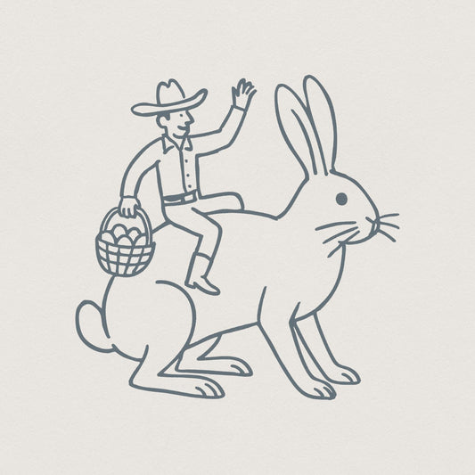 Cowboy Riding Easter Bunny PNG, Western Easter Sublimation - 300 DPI