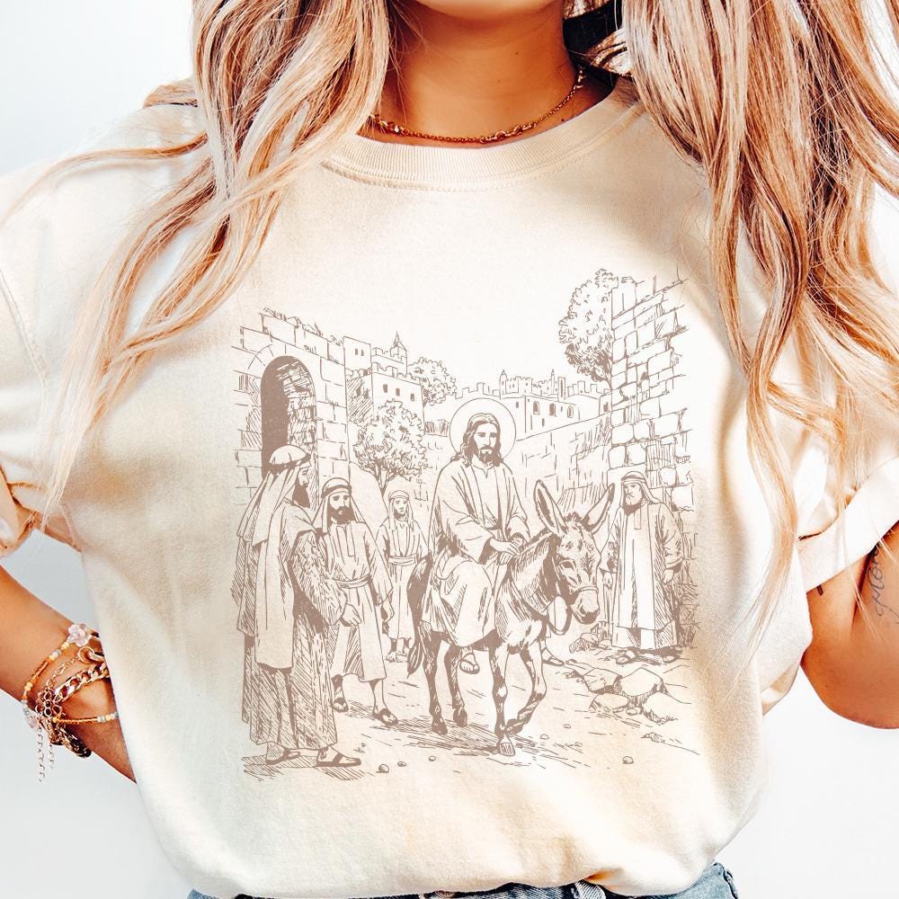 Jesus Entry into Jerusalem Digital Art, Christian Faith Design - 300 DPI