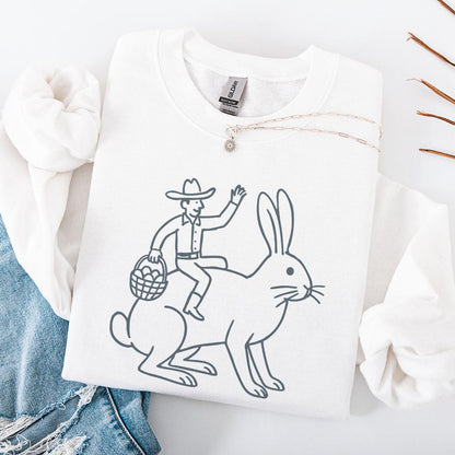 Cowboy Riding Easter Bunny PNG, Western Easter Sublimation - 300 DPI