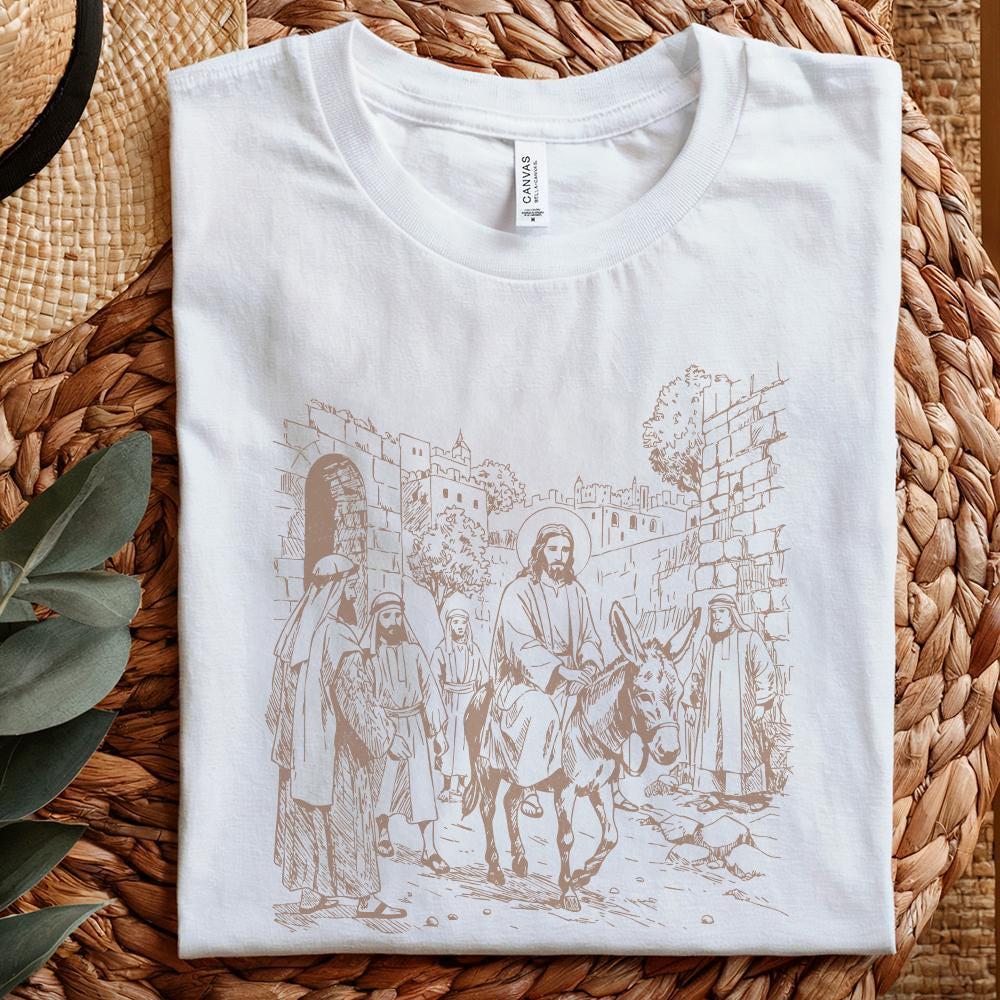 Jesus Entry into Jerusalem Digital Art, Christian Faith Design - 300 DPI