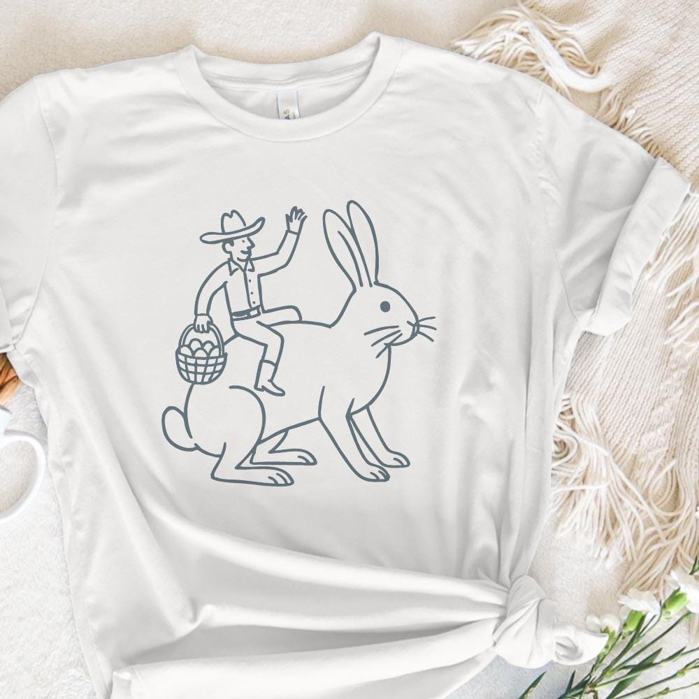 Cowboy Riding Easter Bunny PNG, Western Easter Sublimation - 300 DPI