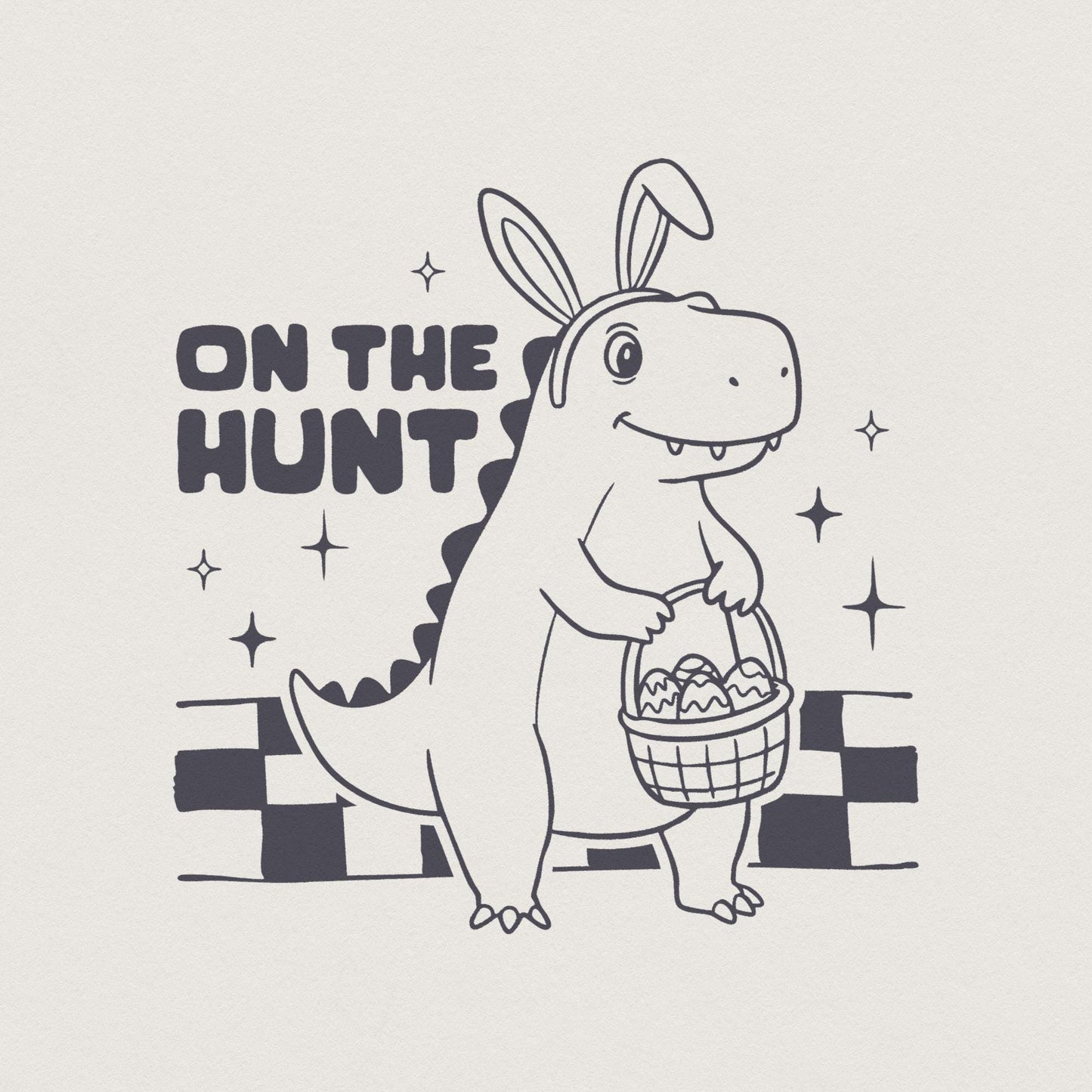Cute Dinosaur Easter Png, Kids Easter Bunny Png - 300 DPI Design for