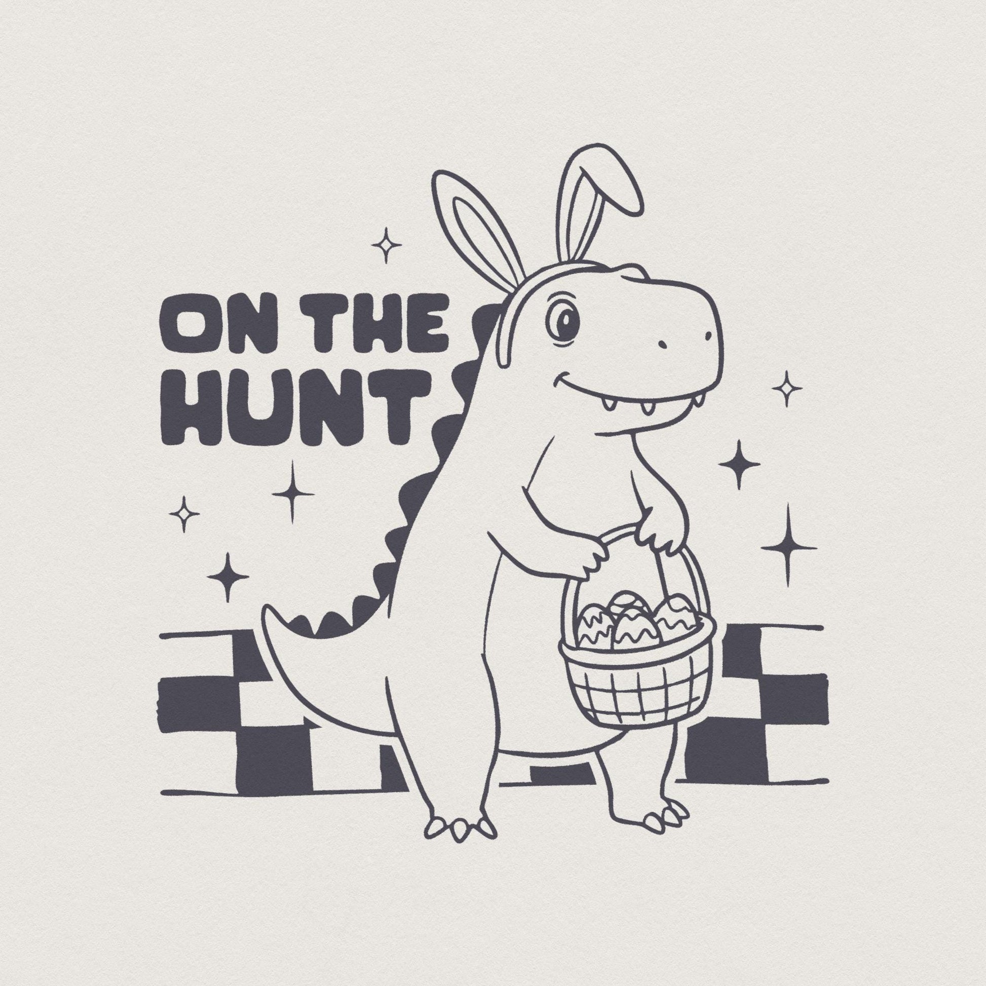 Cute Dinosaur Easter Png, Kids Easter Bunny Png - 300 DPI Design for