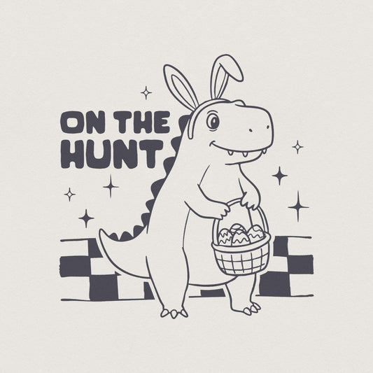 Cute Dinosaur Easter Png, Kids Easter Bunny Png - 300 DPI Design for