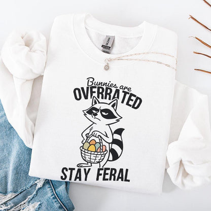 Bunnies Are Overrated Stay Feral PNG, Funny Easter Raccoon - 300 DPI
