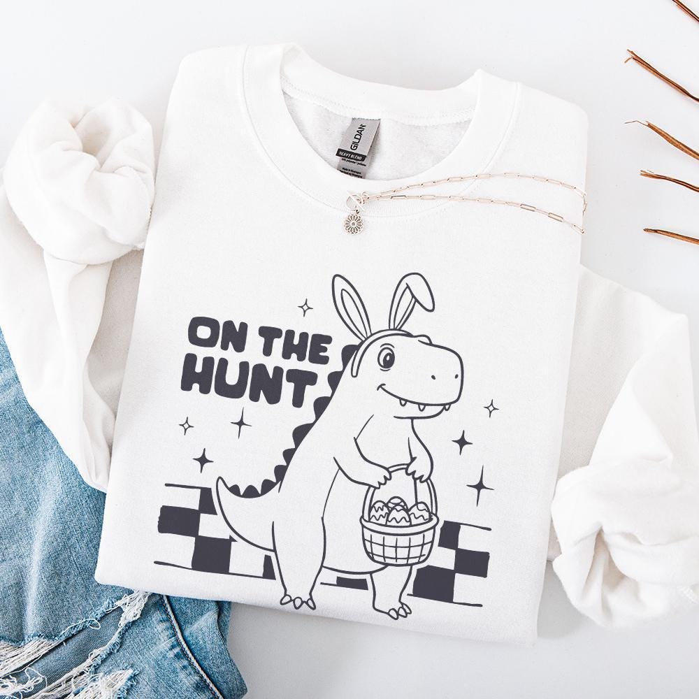 Cute Dinosaur Easter Png, Kids Easter Bunny Png - 300 DPI Design for