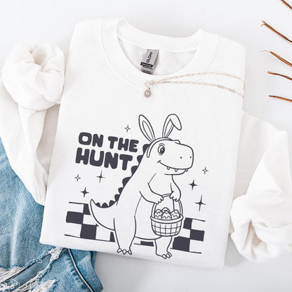 Cute Dinosaur Easter Png, Kids Easter Bunny Png - 300 DPI Design for