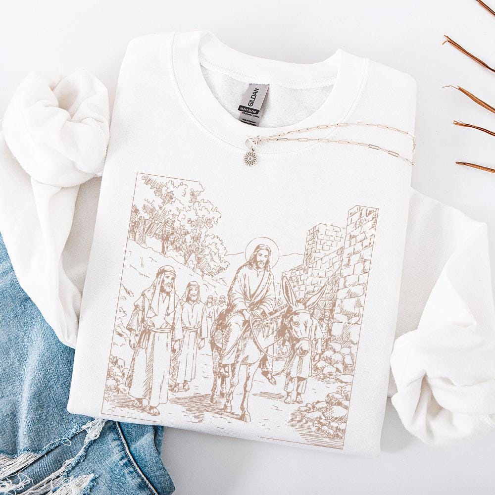 Jesus Riding Donkey PNG, Triumphal Entry Christian Design - 300 DPI