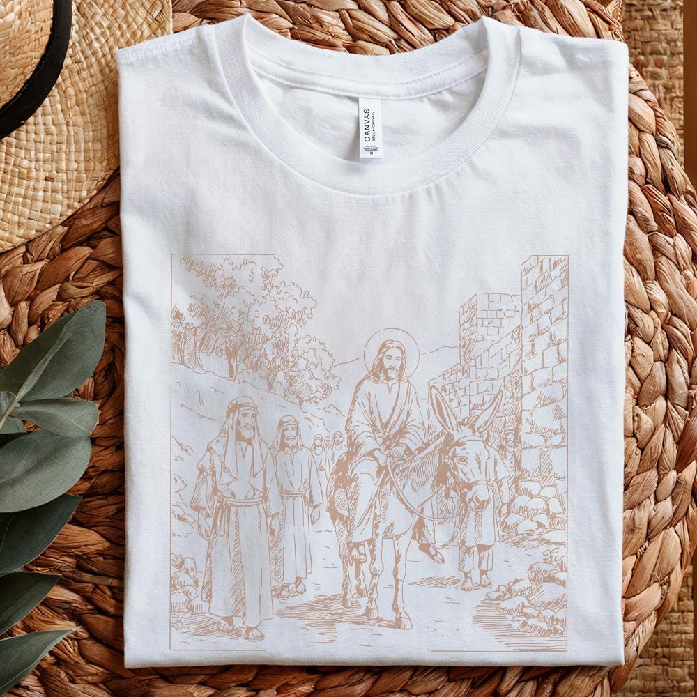 Jesus Riding Donkey PNG, Triumphal Entry Christian Design - 300 DPI