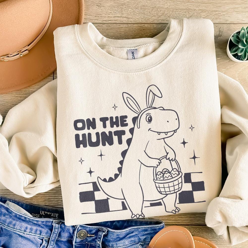 Cute Dinosaur Easter Png, Kids Easter Bunny Png - 300 DPI Design for