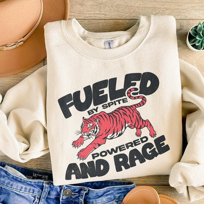 Fueled by Rage PNG, Snarky Vintage Tiger Design - 300 DPI Design for