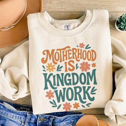 Christian Mom PNG, Motherhood Is Kingdom Work - 300 DPI Design for T-Shirt