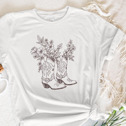 Cowgirl Boots PNG, Floral Cowboy Boots Clipart - 300 DPI Design for T-Shirt