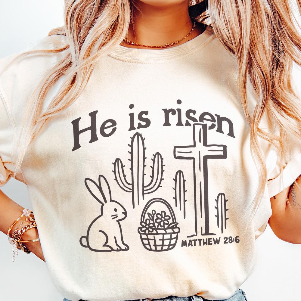 He Is Risen PNG, Matthew 28:6 Easter Design - 300 DPI Design for T-Shirt