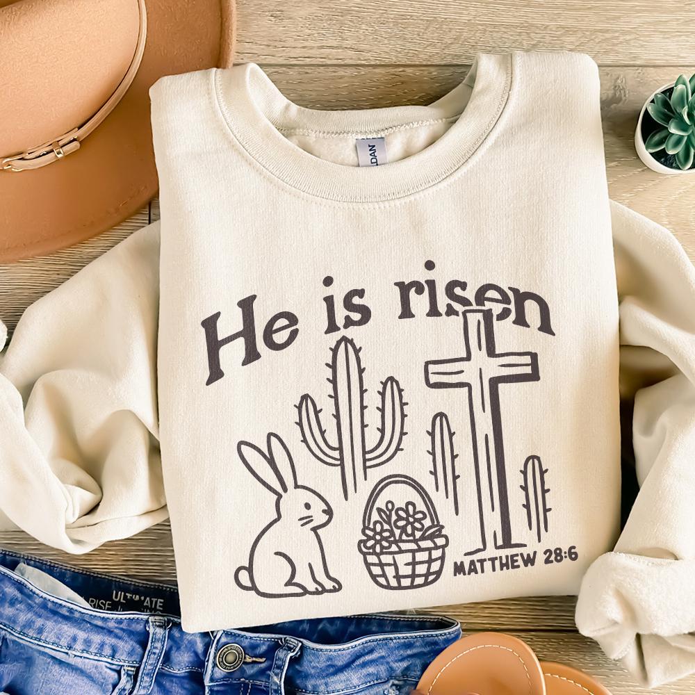 He Is Risen PNG, Matthew 28:6 Easter Design - 300 DPI Design for T-Shirt