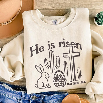He Is Risen PNG, Matthew 28:6 Easter Design - 300 DPI Design for T-Shirt