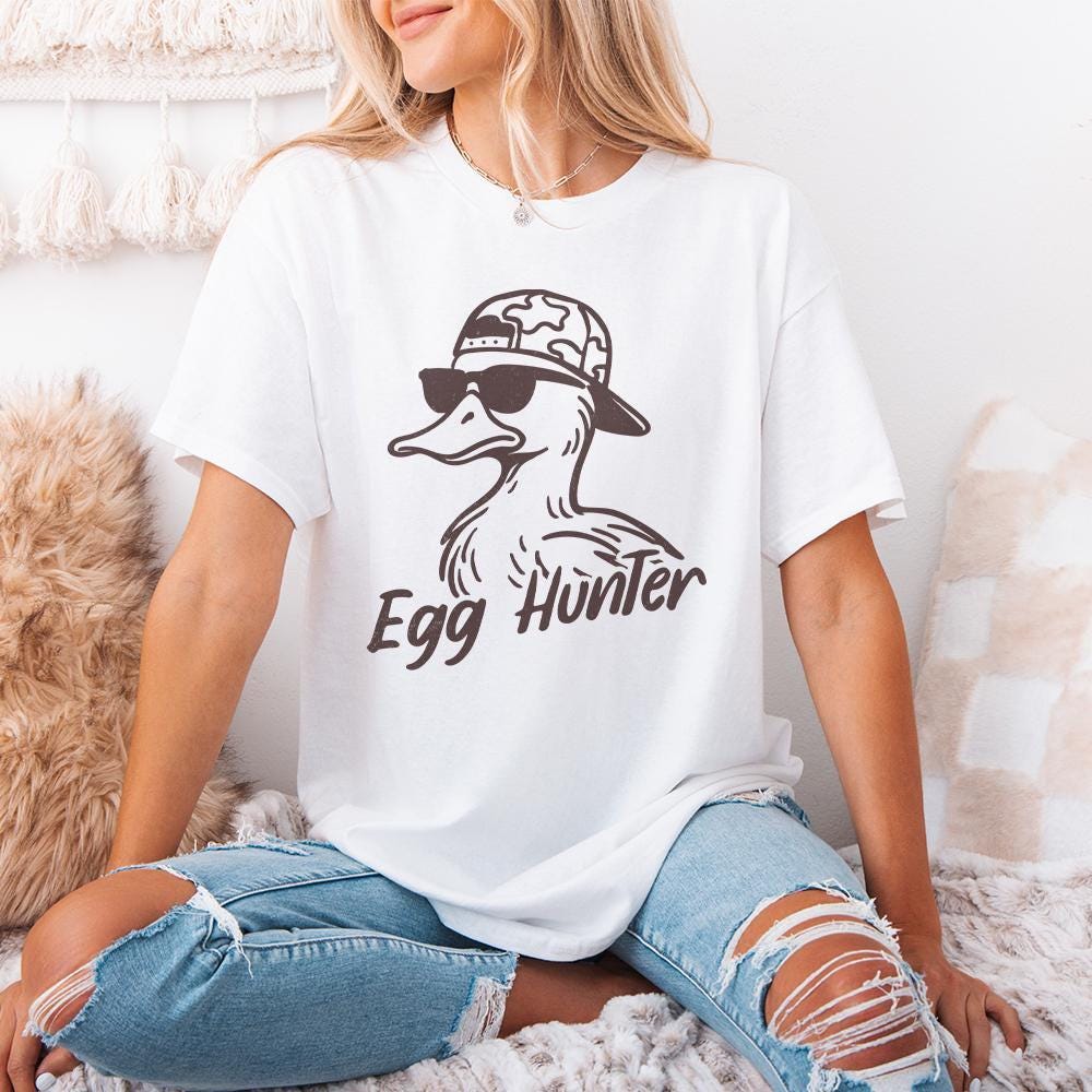 Egg Hunter PNG, Duck Backwards Hat - 300 DPI Design for T-Shirt