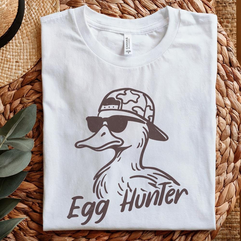 Egg Hunter PNG, Duck Backwards Hat - 300 DPI Design for T-Shirt
