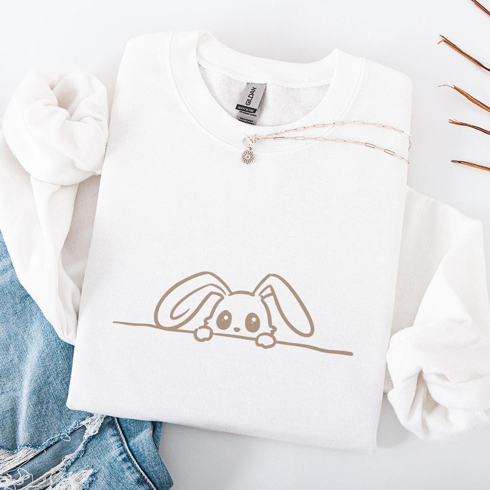 Peeking Cute Rabbit png, PNG Digital Download - 300 DPI Design for T-Shirt