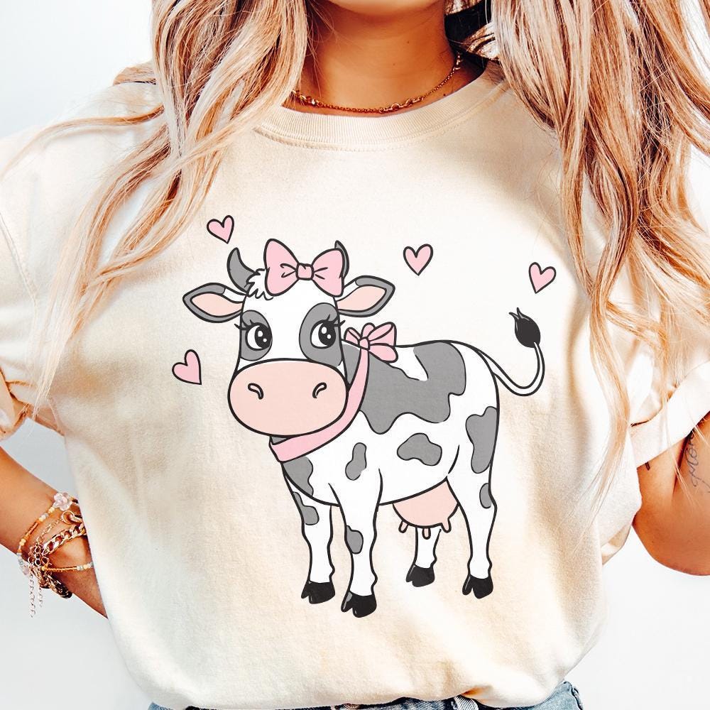 Coquette Cow Tshirt Design, Sublimation Png - 300 DPI Design for T-Shirt