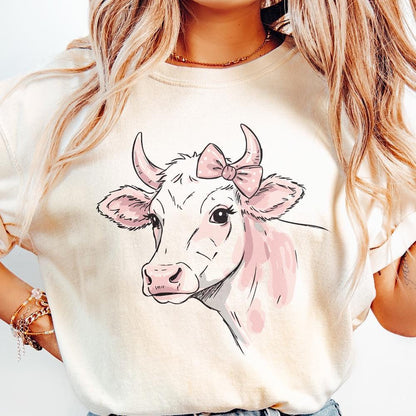 Coquette Cow Tshirt Design, cute Png - 300 DPI Design for T-Shirt