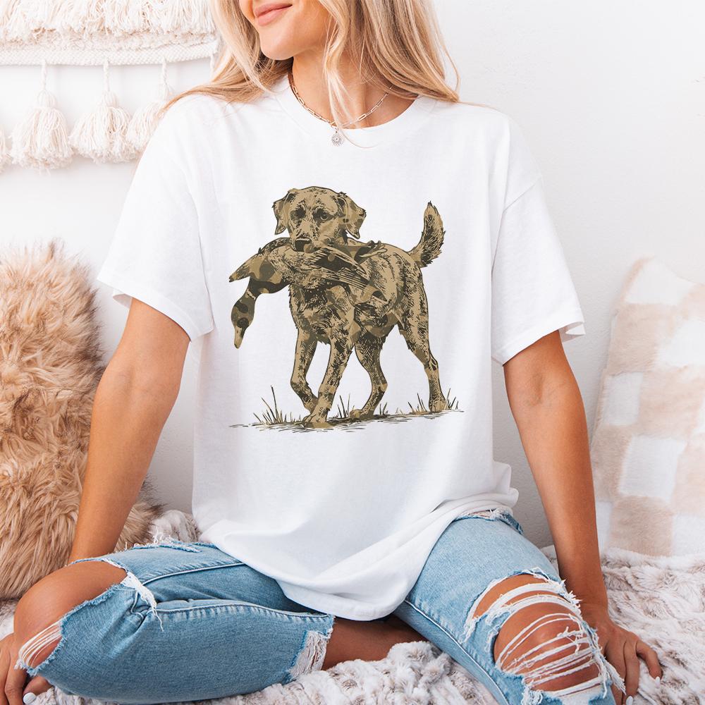 Camo Dog with Duck Hunting PNG, Sublimation DTG File - 300 DPI Design for