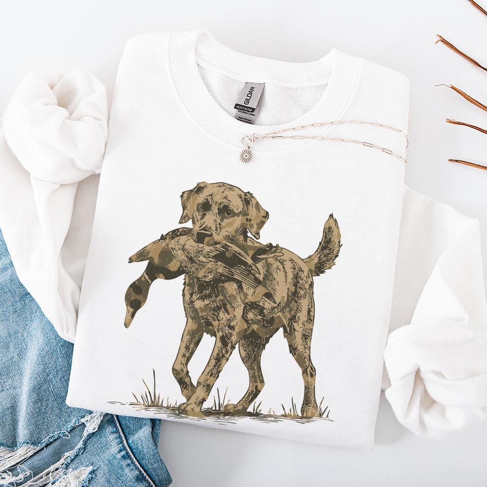 Camo Dog with Duck Hunting PNG, Sublimation DTG File - 300 DPI Design for