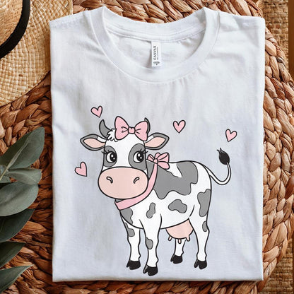 Coquette Cow Tshirt Design, Sublimation Png - 300 DPI Design for T-Shirt