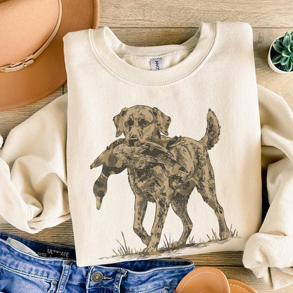 Camo Dog with Duck Hunting PNG, Sublimation DTG File - 300 DPI Design for