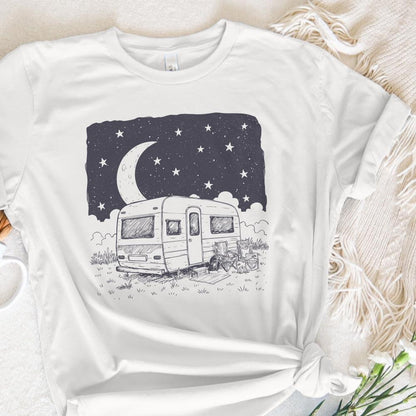 Moonlit Caravan PNG, Starry Night Camping Design - 300 DPI Design for