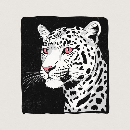 Artistic Leopard PNG, Leopard with Pink Eyes Clipart - 300 DPI Design for