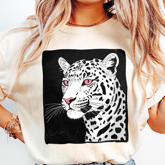 Artistic Leopard PNG, Leopard with Pink Eyes Clipart - 300 DPI Design for