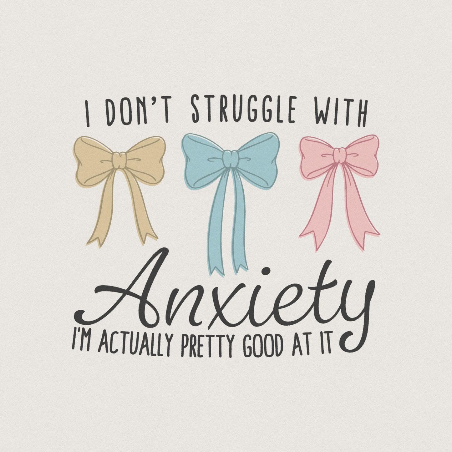 Coquette Mental Health Bow PNG, Cute Ribbon Anxiety Shirt Design - 300