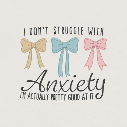 Coquette Mental Health Bow PNG, Cute Ribbon Anxiety Shirt Design - 300