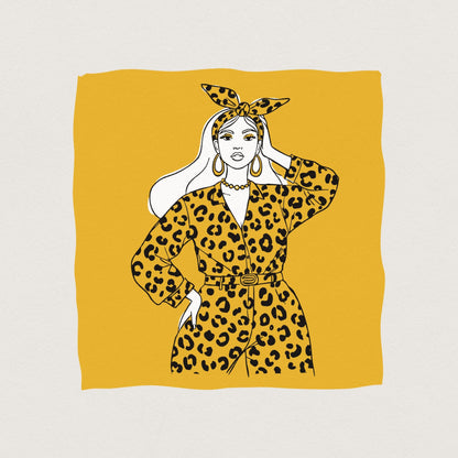 Fashion Forward Woman in Leopard Print PNG, Stylish Girl Art Design - 300
