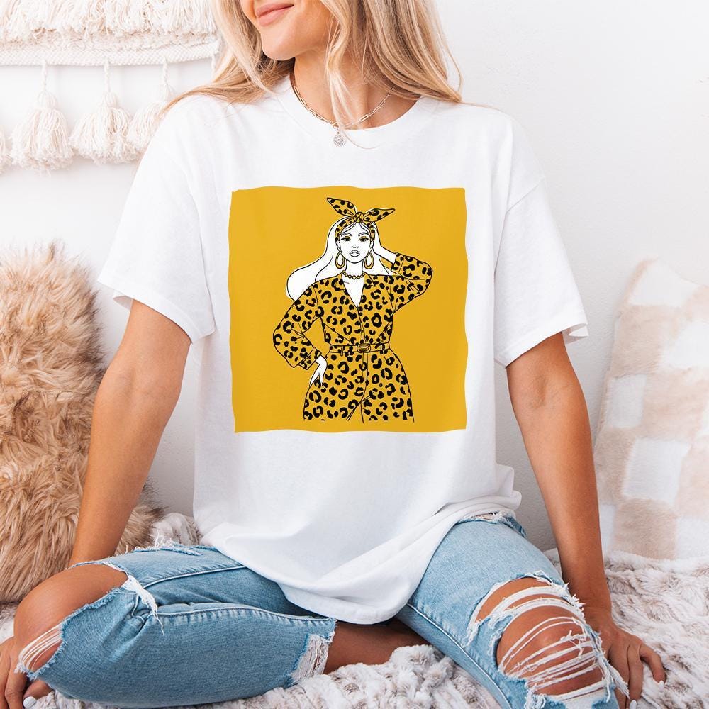 Fashion Forward Woman in Leopard Print PNG, Stylish Girl Art Design - 300