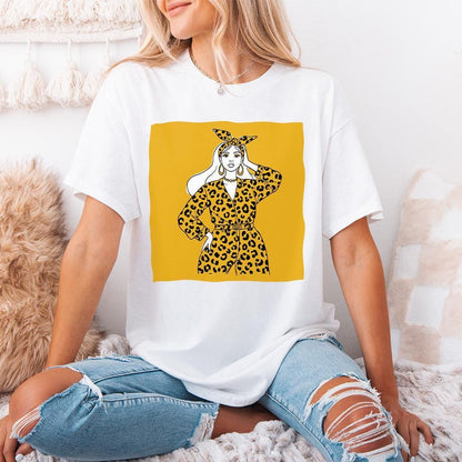 Fashion Forward Woman in Leopard Print PNG, Stylish Girl Art Design - 300
