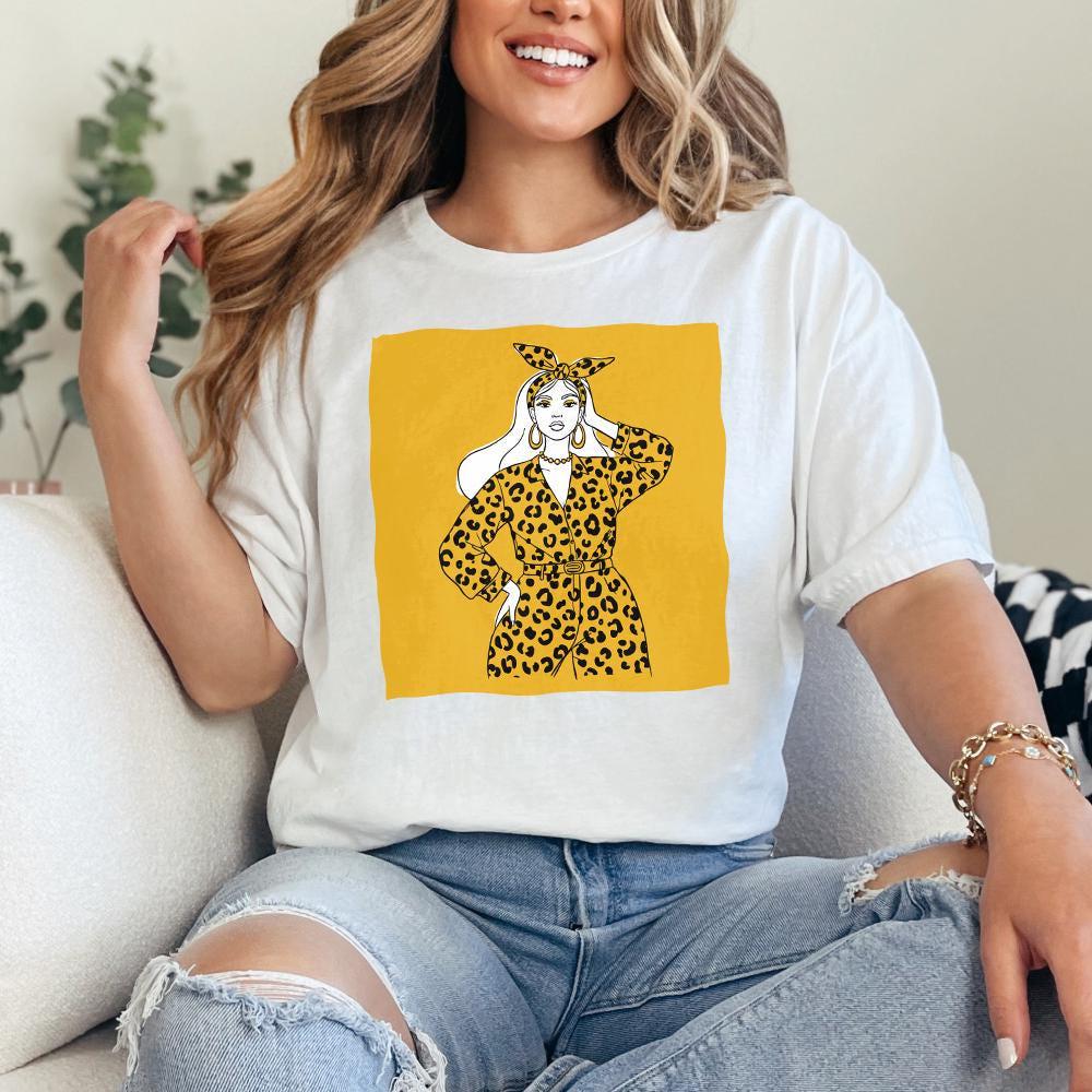 Fashion Forward Woman in Leopard Print PNG, Stylish Girl Art Design - 300
