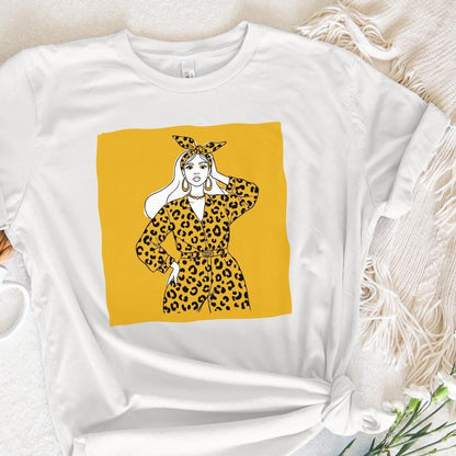 Fashion Forward Woman in Leopard Print PNG, Stylish Girl Art Design - 300