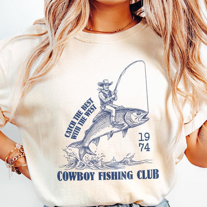 Cowboy Fishing Club PNG, Western Designs Digital Download - 300 DPI