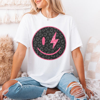Black Leopard Smile Face PNG, Digital Download - 300 DPI Design for T-Shirt