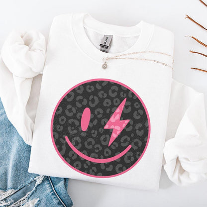 Black Leopard Smile Face PNG, Digital Download - 300 DPI Design for T-Shirt