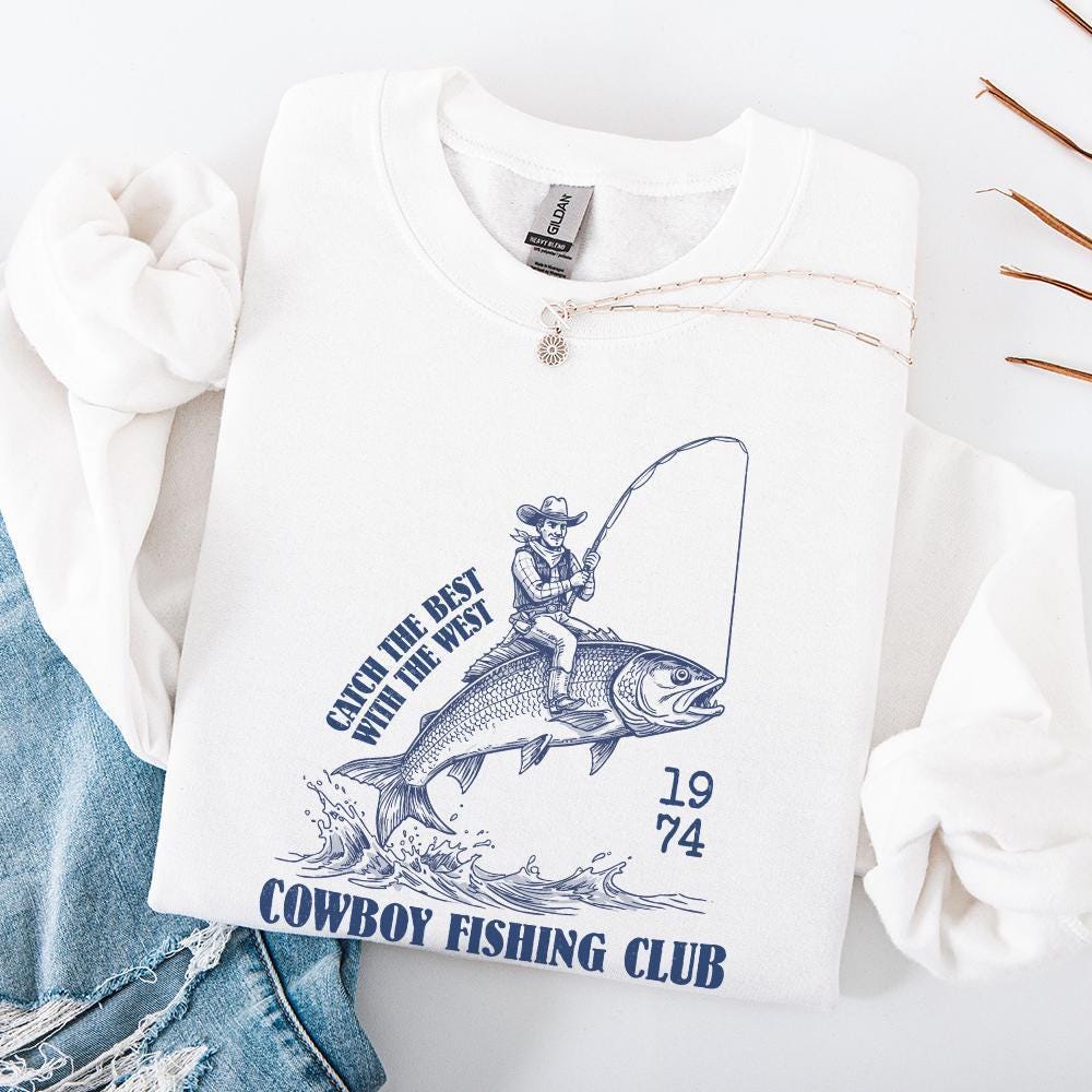 Cowboy Fishing Club PNG, Western Designs Digital Download - 300 DPI