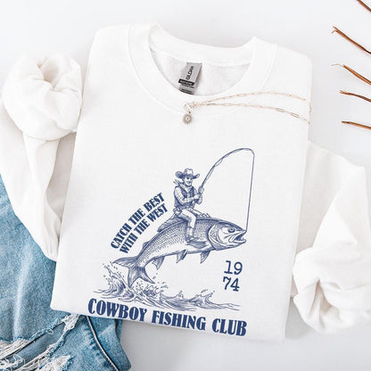 Cowboy Fishing Club PNG, Western Designs Digital Download - 300 DPI