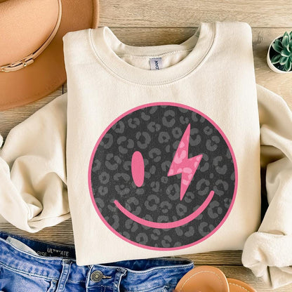 Black Leopard Smile Face PNG, Digital Download - 300 DPI Design for T-Shirt